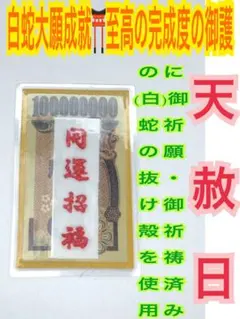 開運招福✨ご朱印✨種札✨1億円札✨蛇の抜け殻✨白蛇のお守り【天赦日ご祈祷済】AAのサムネイル