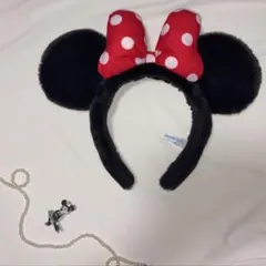 【一度使用】ミニーマウス カチューシャ 黒と赤