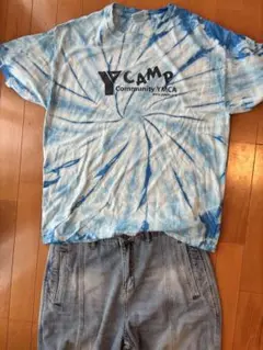 YMCA タイダイ柄 半袖Tシャツ ブルー