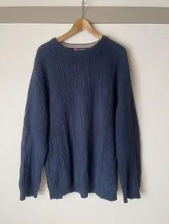 CHAPS ネイビー リブ編みセーター L/G