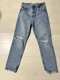 ZARA ハイウエストダメージデニムライトブルー (EUR36)