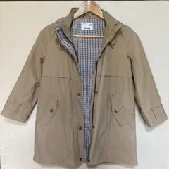 ZARA kids ベージュ フード付きコート チェック裏地