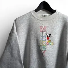 90s USA製 ミッキー刺繍スウェット E14