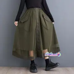 春秋 デザイン性抜群 おしゃれ度高め 大きなポケット ロングスカート 個性