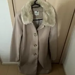 earth ベージュ ファー襟 Aラインコート