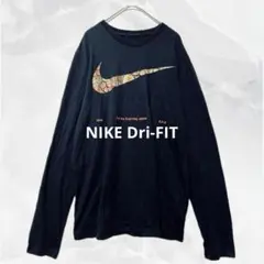 a1488 NIKE Dri-FITフィットネスTシャツ M吸汗速乾 ロンT黒のサムネイル