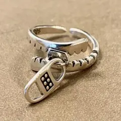 ジッパー チャック デザイン シルバー リング ヴィンテージ 【R-106】