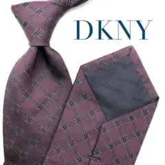 【極美品】 DKNY ネクタイ ストライプ 格子柄 チェック パープル 紫