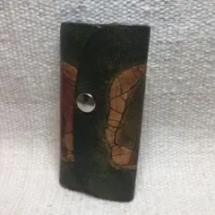 レザークラフトろうけつ染Leather craft 3本の木 キーケース3連