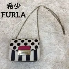 希少　FURLA　フルラ メトロポリス　チェーン　ショルダーバッグ　水玉　ドット
