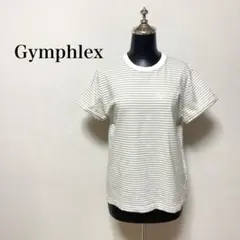Gymphlex ジムフレックス 刺繍 半袖Tシャツ ボーダー 白 ベージュのサムネイル