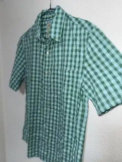 【極美品】L.L.Bean シアサッカー 半袖シャツ ターコイズブルー チェックのサムネイル