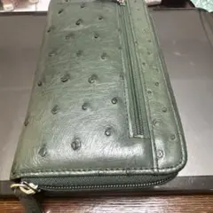 オーストリッチ 長財布 グリーン