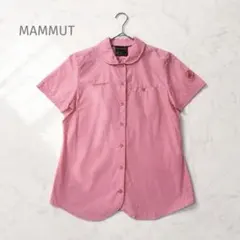 美品✨MAMMUT 半袖シャツ ピンク 丸襟　ロゴ刺繍 アウトドア Mのサムネイル