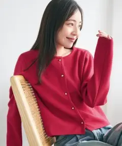 カーディガン レディース赤