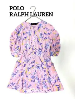 ポロラルフローレン　近年モデル　フローラルペプラムブラウス　ピンク　ループボタン