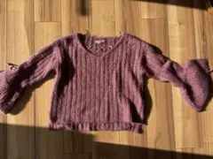 ナイスクラップ ピンクパープル リブ編み Vネック セーター