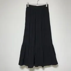 【美品✨️】【M】Edit sheen ロングティアードスカート　黒のサムネイル
