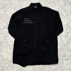 美品 LL 黒 フィッシュテール ロングシャツ バンドカラー ミリタリーのサムネイル