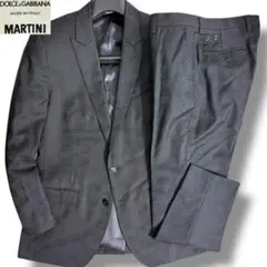 J6176美品 ドルチェ&ガッバーナ フランネルD&Gモノグラム スーツ 黒48