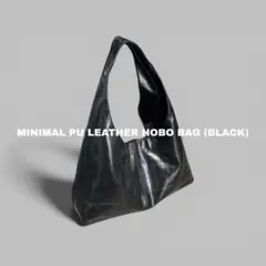 MINIMAL PU LEATHER HOBO BAG (BLACK) 3287のサムネイル