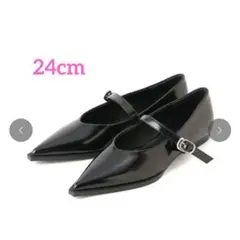 ADAM ET ROPE　 ポインテッドメリージェーンパンプス　黒　24.0