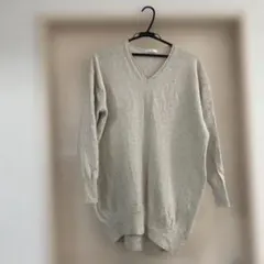 ベージュ Vネック 長袖ニット