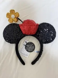ディズニーカチューシャ ミニー スパンコール お花の帽子