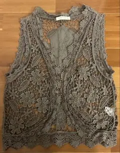 Studio Clipスタジオクリップ 花柄ベスト カーキ フリーサイズ