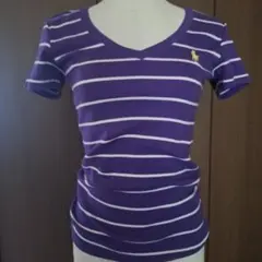 RALPH LAUREN SPORT Vネック Tシャツ ボーダー S