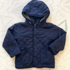 ネイビー キルティング 取外し可フード付きコート