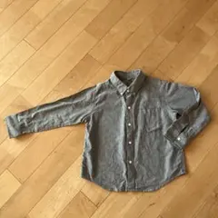 無印良品 キッズシャツ 110 長袖 グレー ボタンダウン コットン