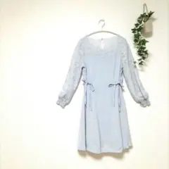 MAJESTIC LEGON 花柄レース ワンピース サックス M 春