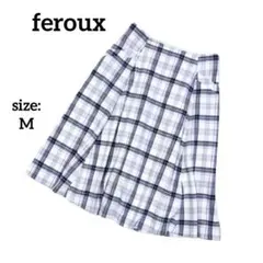 フェルゥ ひざ丈スカート フレア チェック柄 カジュアル 大人可愛い M