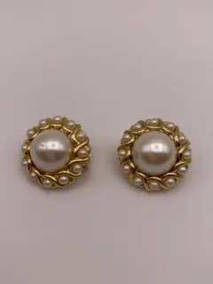 ゴールド パール フラワーデザイン ピアス