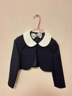 ネイビー クロップドジャケット 白い襟