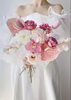 アーティフィシャルフラワーブーケ　春ブーケ　前撮り　結婚式　ウェディング