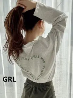 GRL グレイル バックハートプリントロンT グレー F