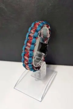 パラコードブレスレット　レッド　ブラック【ハートワークス*19】