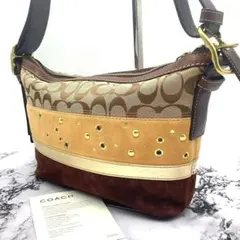 COACH　コーチ 2way　ピースドストライプEW ダッフル パッチワーク