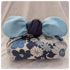 【再販】ハンドメイド♡リボンタイプ♡お弁当袋♡花柄♡フラワー♡ブルー③