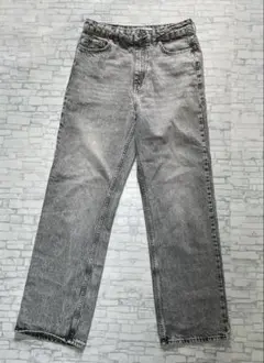 ZARA ザラ ケミカルウォッシュ デニムパンツ ジーンズ チャコールグレー