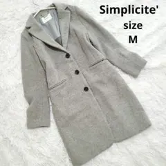 Simplicite'シンプリシテェウール混チェスターコートロングコートグレーM