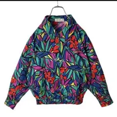 古着　ブルゾン　総柄　花柄　ライトアウター　派手