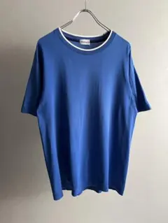 90s Burberry バーバリー 無地Tシャツ 青 綿100