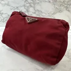 PRADA プラダ ナイロン コスメ化粧メイクマルチポーチ 赤(レッド)