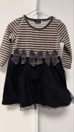 BeBe ストライプ柄リボンワンピース 90㎝