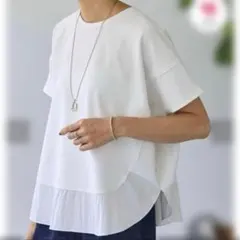 美品　BEARDSLEY ビアズリー ラウンドヘムＴ　ホワイト　Fサイズのサムネイル