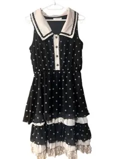 y2k 森ガール ドット 水玉 ノースリーブワンピース