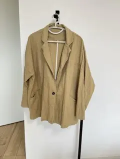 ZARA ザラ ロングジャケット ベージュ S オーバーサイズ リネン混 